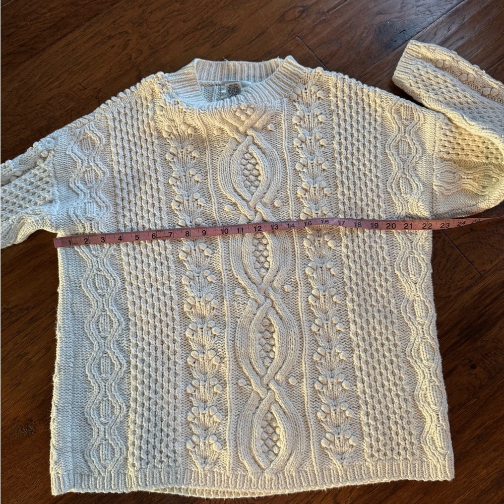 Express Hand Knitted International Ivory Cable Knit Sweater - Picture 7 of 11